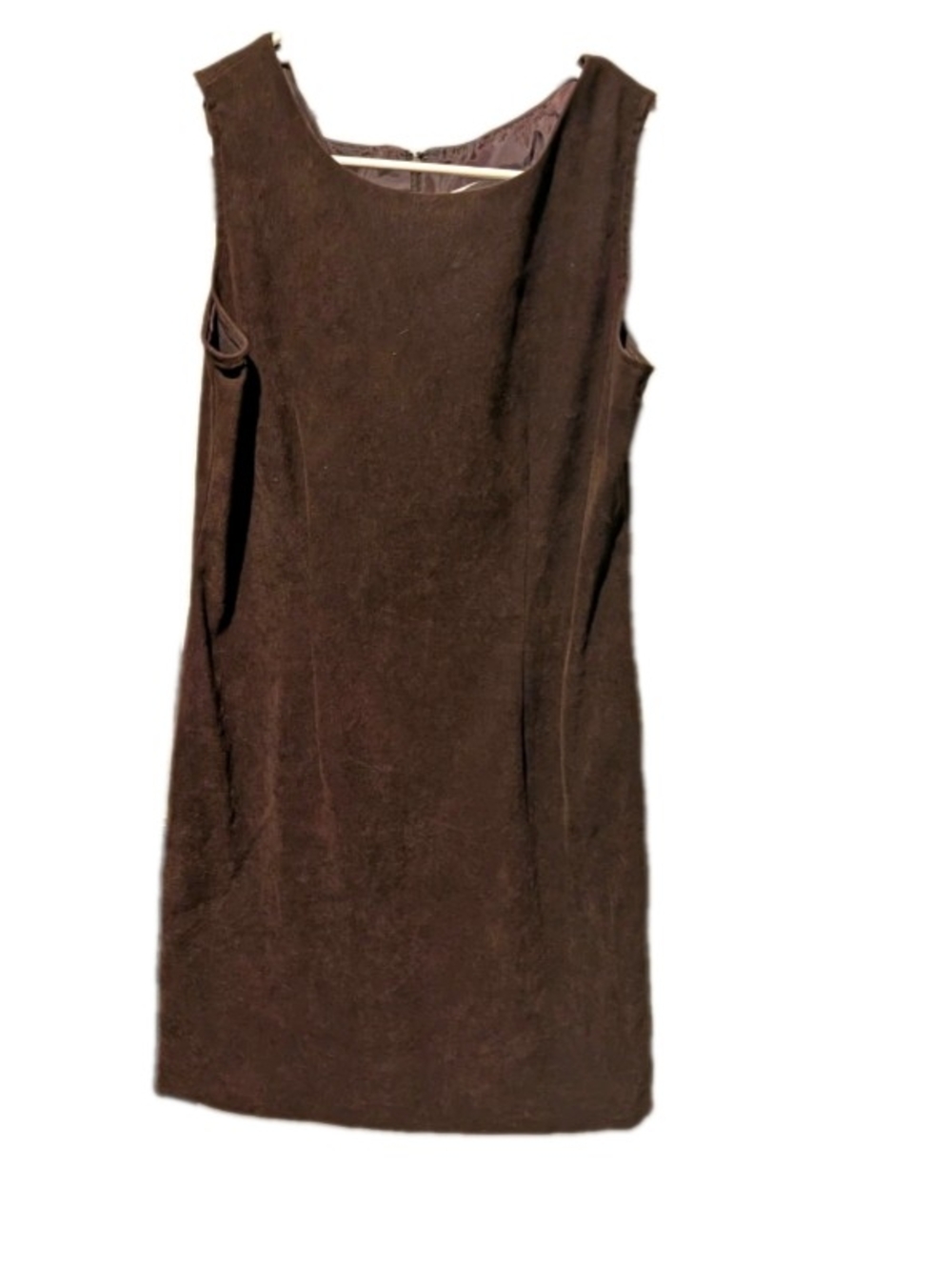 VTG 90S Casual Corner Women's Brown Shift Dress Sleeveless velvet Zip Size 8